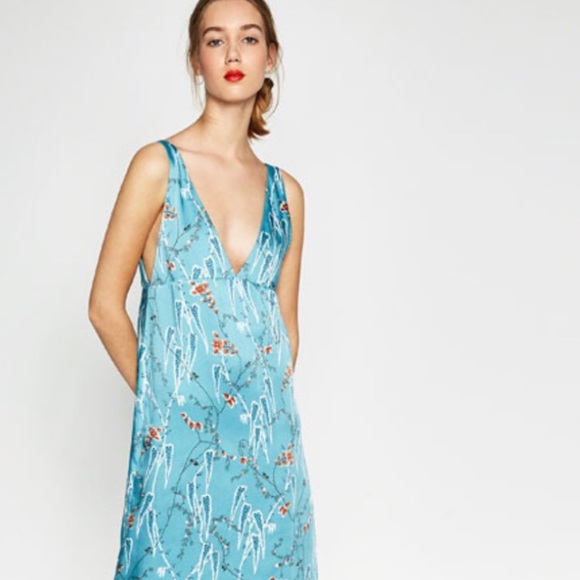 japanese print dress zara